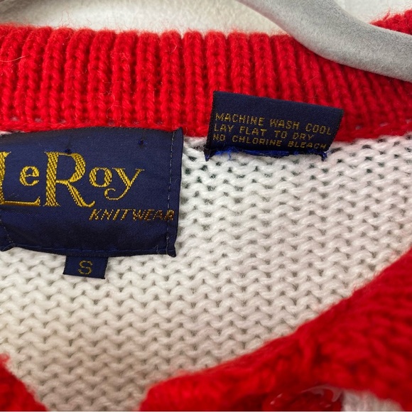 Vintage Leroy Sweater Christmas Reminder Santa Knit Collared Acrylic Size Small - Picture 4 of 9